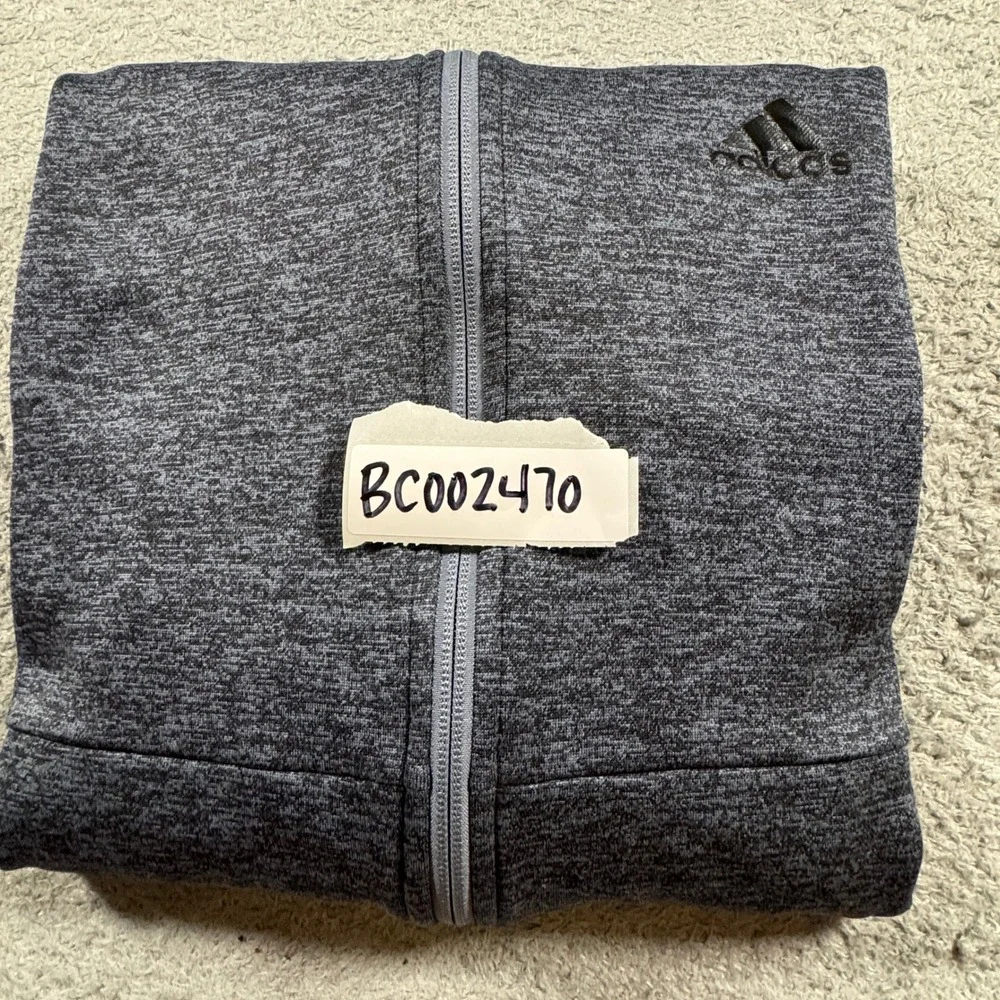 Adidas Mens 3 Stripe Full Zip Fleece Hoodie Size Medium Heathered Blue Gray